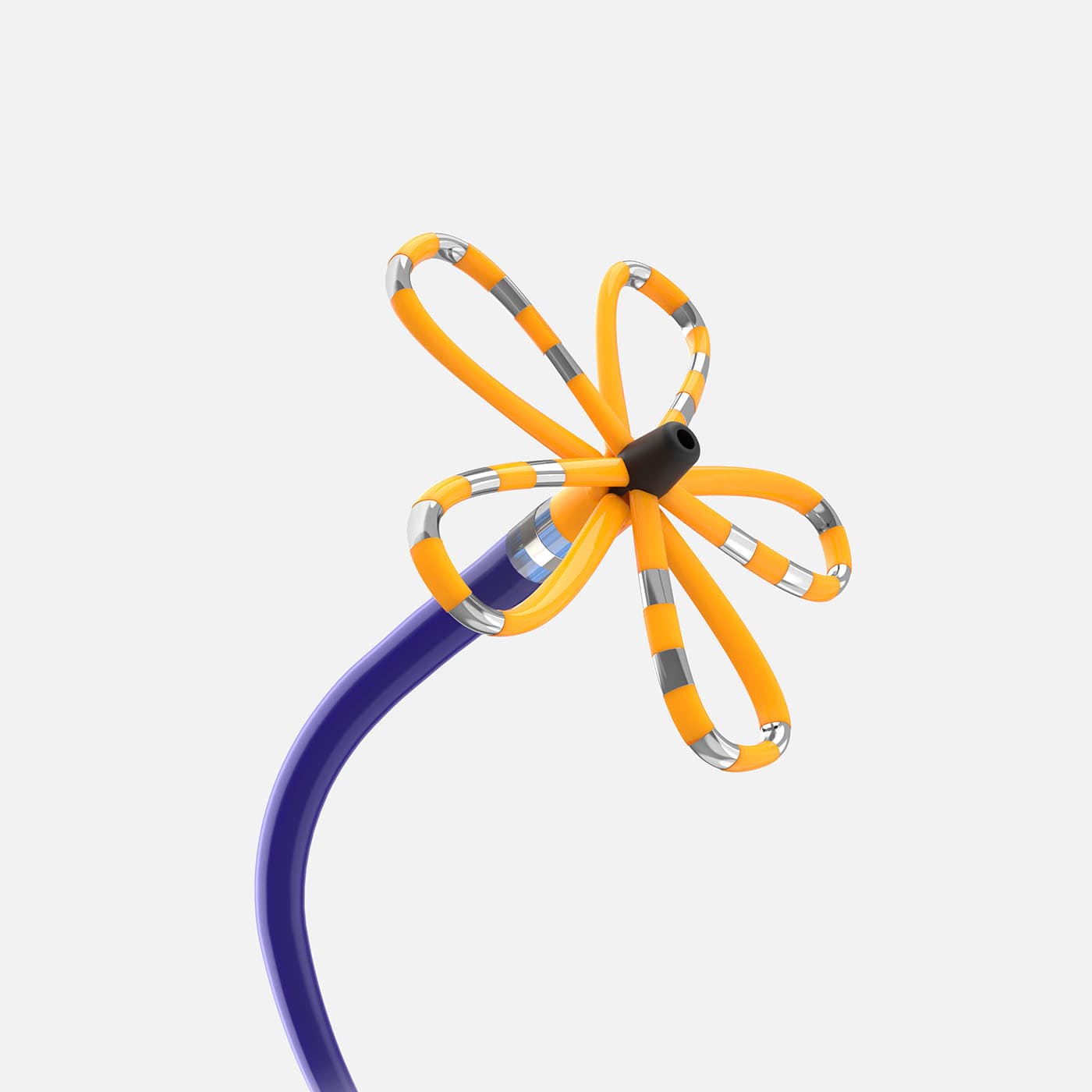 The FARAWAVE pulsed field ablation catheter with its five splines deployed in the flower configuration.